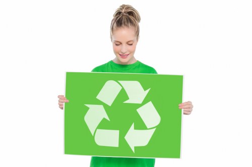 Professional waste removal team handling office waste