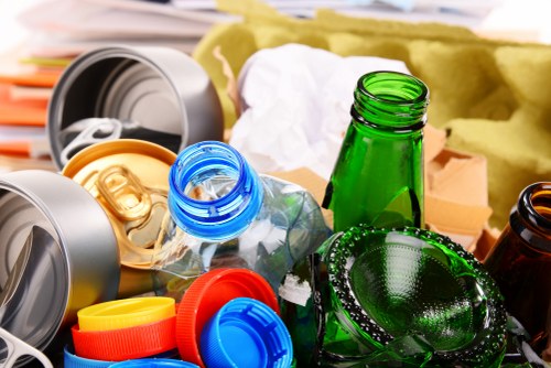 Different types of business waste being segregated